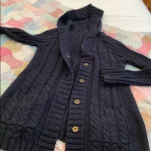 GAP Navy Cable Knit Hooded Cardigan